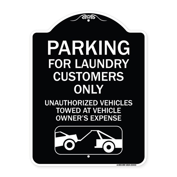 Parking for Laundry Customers Only Unauthorized Vehicles Towed at Vehicle Owners Exp, BW-1824-23443